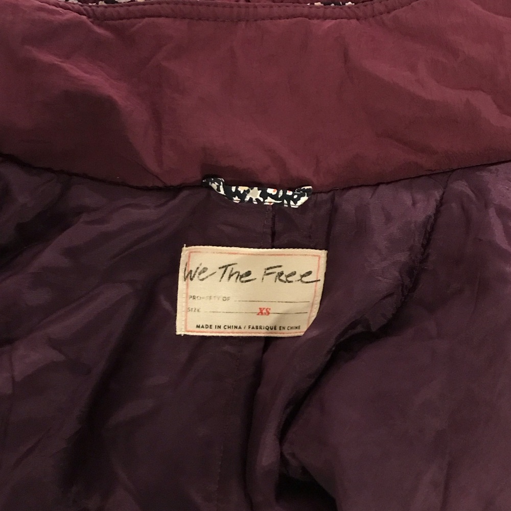 We The Free Maroon Bomber Jacket with Floral Stripes - Picture 7 of 7